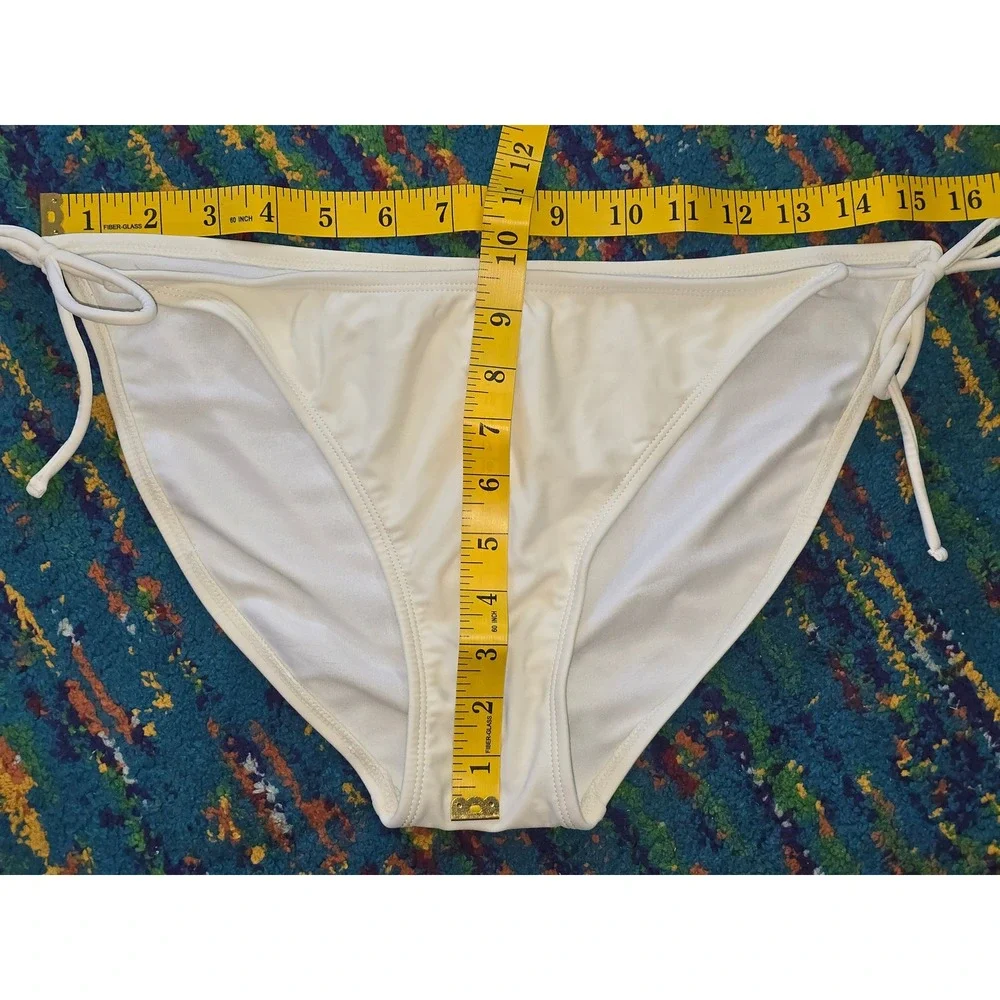 NWOT Ocean Pacific Bikini Bottoms White Side Tie Adjustable Women Size L 11-13